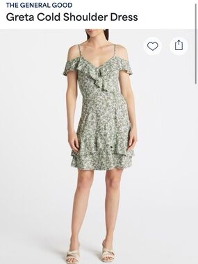 The General Good Greta Cold Shoulder Dress - Sage Floral